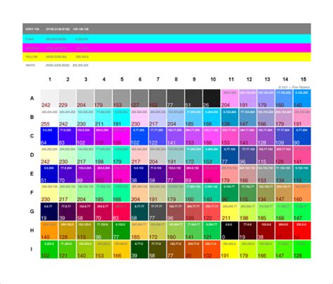 5 Color Chart Templates Free Download Ms Word 2010 Format
