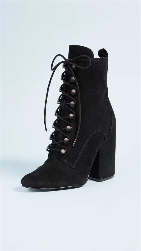 Lyst Kendall Kylie 100mm Bridget Suede Lace Up Ankle Boots In Black