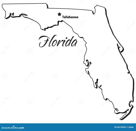 State Of Florida Outline Stock Vector Illustration Of Capitol 4674950