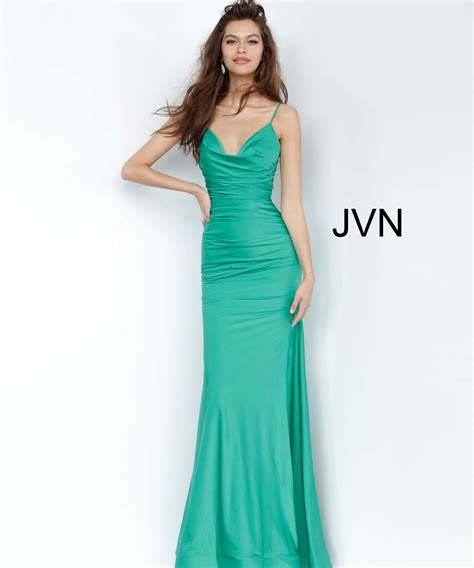 Jvn00968 Dress Emerald Green Ruched Bodice Fitted Prom Dress