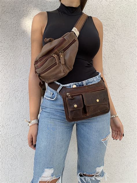 Genuine Full Leather Waist Pouch Bag For Man Woman Pack Etsy