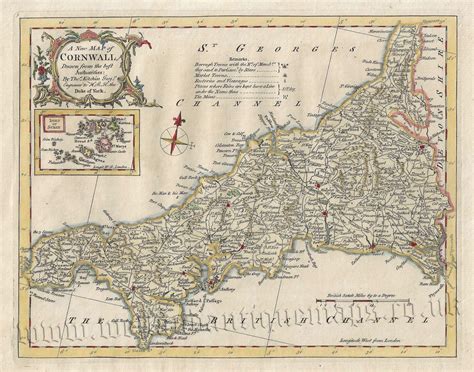 A New Map Of Cornwall Drawn From The Best Authorities By Thomas