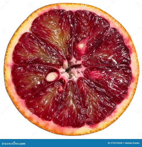Juicy Round Piece Of Red Orange On A White Isolated Background Top