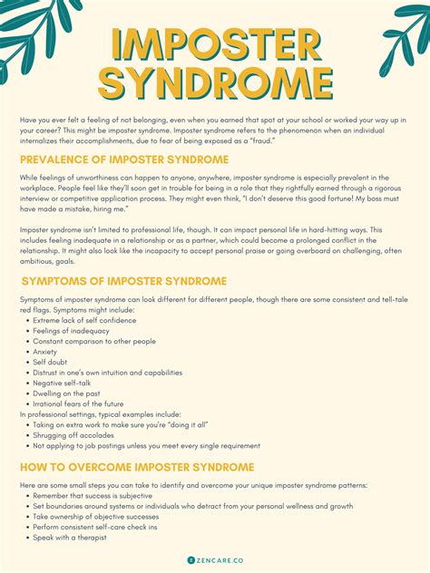 imposter syndrome signs symptoms and treatments zencare