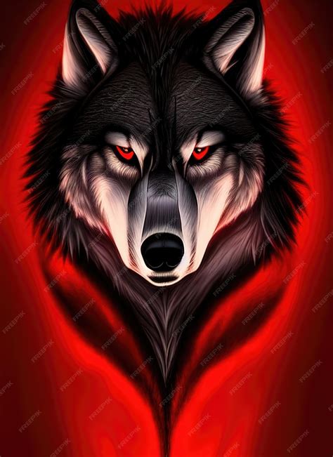 Premium Photo Brutal Evil Wolf Portrait Glowing Wolf Eyes Red Color