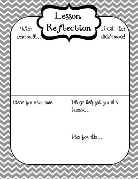Lesson Reflection Freebie Teacher Reflection Teaching Teacher