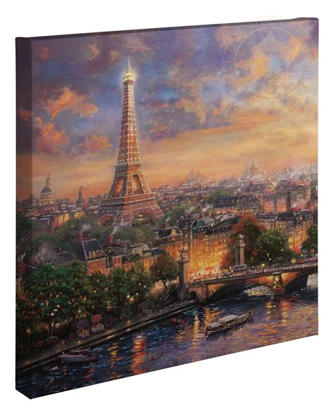 Paris City Of Love 20″ X 20″ Gallery Wrapped Canvas Thomas Kinkade