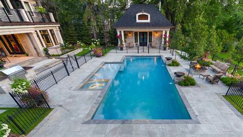 25 Stunning Rectangle Inground Pool Design Ideas With Sun Shelf Pool