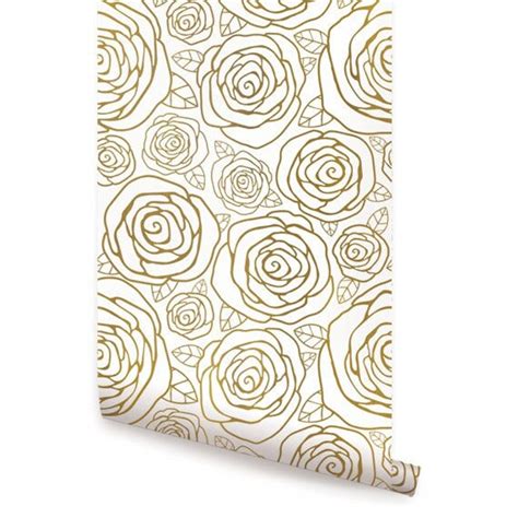 Gold Roses Peel And Stick Fabric Wallpaper Repositionable Etsy