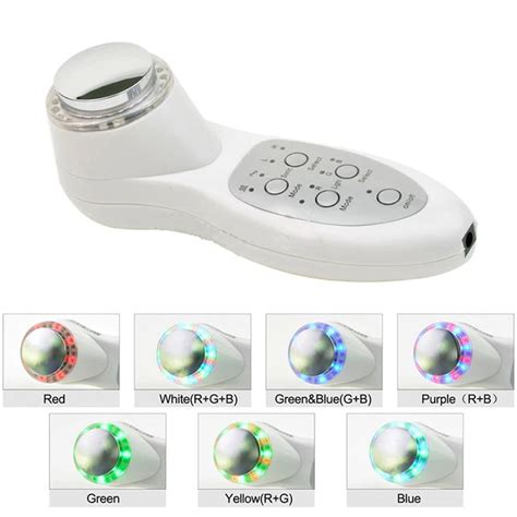 new portable 7 led photon ultrasonic ultrasound facial skin care cleaner anti aging wrinkle