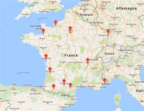 Villes Françaises à Visiter Voyage Carte Plan