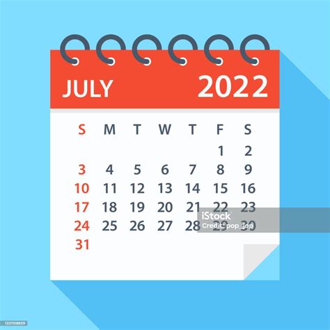 July 2022 Calendar Week Starts On Sunday Vektorgrafik Och Fler Bilder