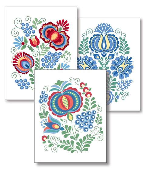Moravian Folk Designs Set Of Six Cards Etsy Folk Design Folk Art