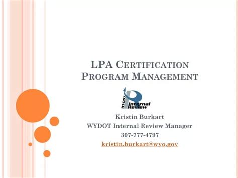 Ppt Lpa Certification Program Management Powerpoint Presentation