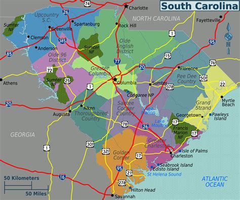 Map Of South Carolina Touristic Map