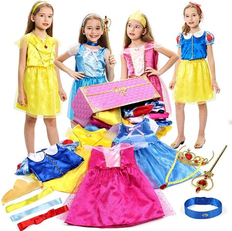 Princess Dress Up Trunk For Girls Princess Costume Dress Jewelry Pretend Cosplay Role Play Set