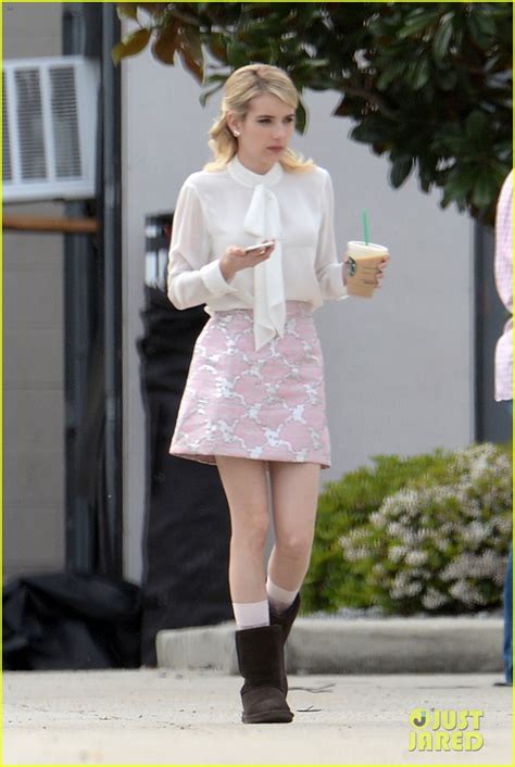 Photo Lea Michele Emma Roberts Step Out On Scream Queens Set