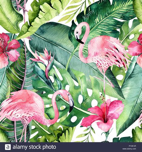 Tropical Seamless Floral Summer Pattern Background With