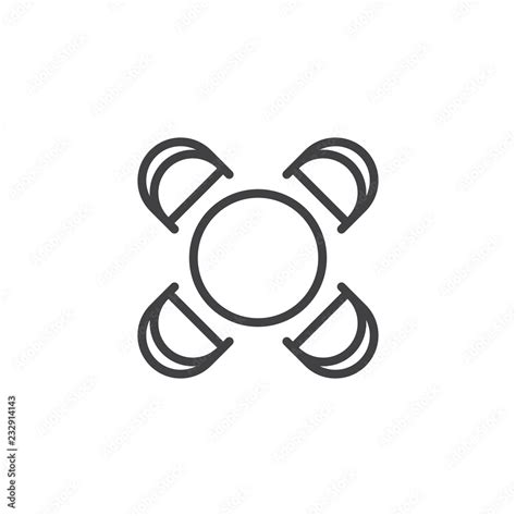 Round Table And Chairs Top View Outline Icon Linear Style Sign For
