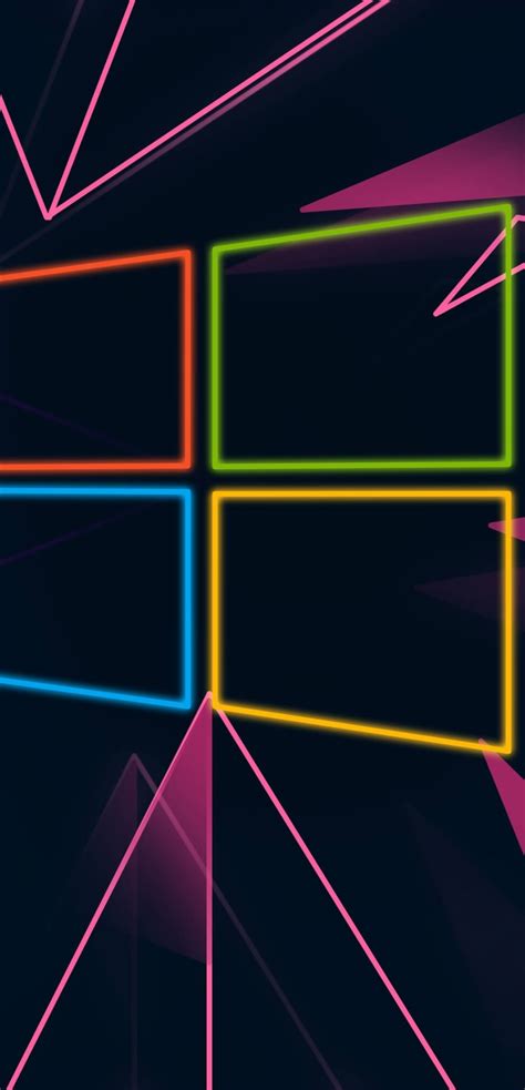 1080x2270 Windows 10 Logo Red Neon Resolution Wallpaper Hd 1080x2256