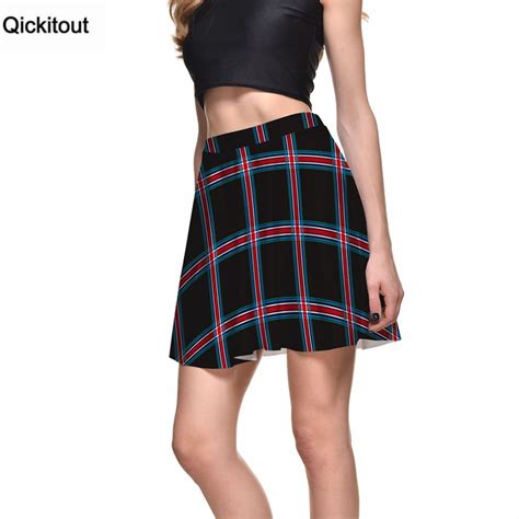 qickitout 2016 fashion popular skirts summer women s casual skirt red and blue stripes 3d