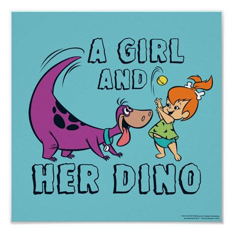 The Flintstones Pebbles And Dino Play Ball Poster Zazzle