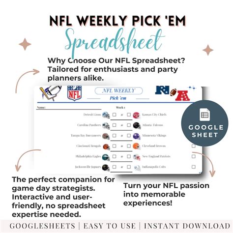 Nfl Pick Sheet Pro Football Bet Tracker Spreadsheet Printable Weekly