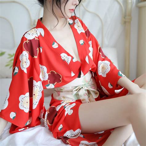 Buy Deep V Japanese Cherry Kimono Women Sexy Underwear Erotic Lingerie Costumes At Affordable