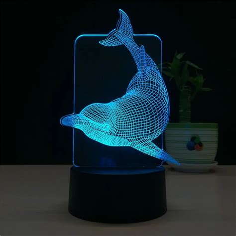 7 Color Dolphin Lamp 3d Visual Led Night Lights For Kids Touch Usb