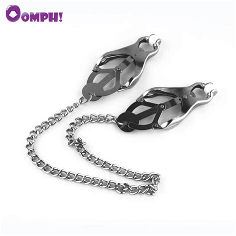 Oomph Women Metal Chain Nipple Clamps Sex Slave Nipples Clips Bondage Fetish Sex Toys For