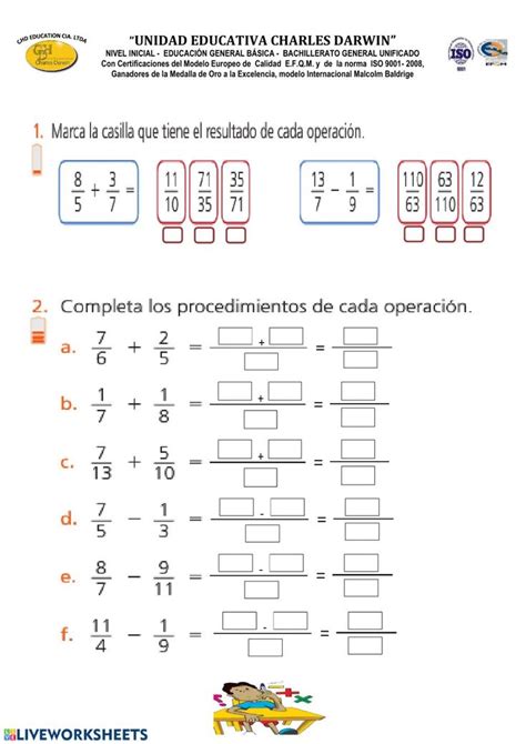 The Worksheet For Addition And Subtraction In Spanish Is Shown With An