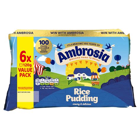 Ambrosia Rice Pudding 6 X 120g 720g Tinned Fruit Desserts And Jelly