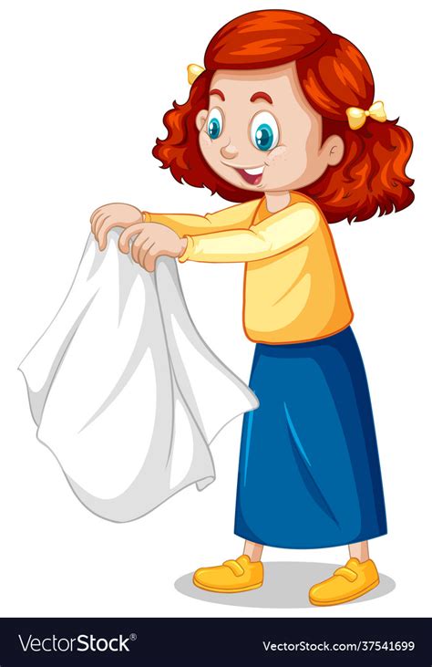 Girl Taking Off Her Coat Cartoon Character Vector Image