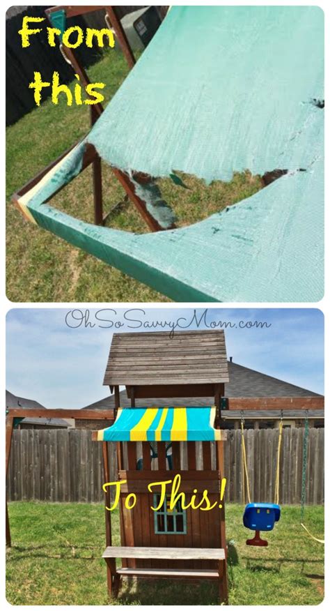This is a link to a google 3d sketchup drawing for a wooden swing with canopy. Easy DIY Swing Set Canopy Replacement - Oh So Savvy Mom