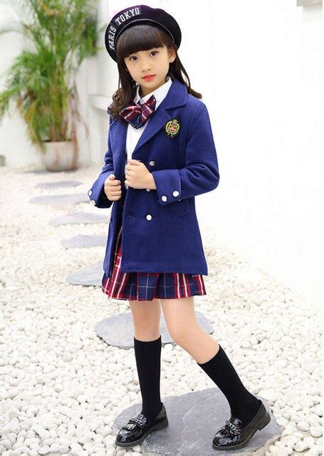 Children Navy Blue Cotton Japanese Student School Uniforms Set Suit For