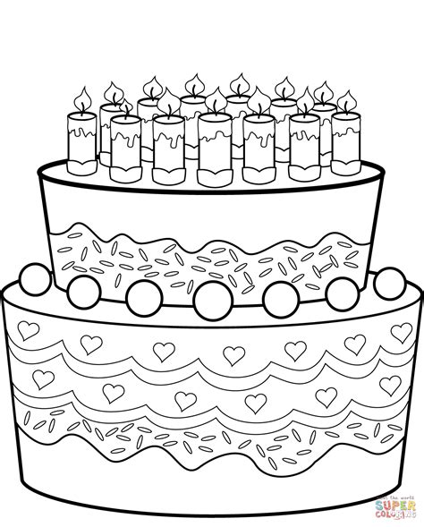 Birthday Cake Coloring Page Free Printable Coloring Pages