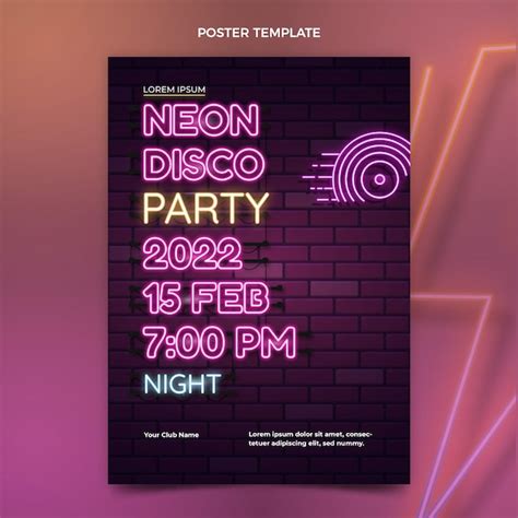 Premium Vector Realistic Neon Disco Party Template