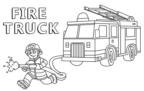 Firefighters And Fire Truck Coloring Page Free Printable Coloring Pages