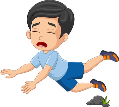 Fallen Little Boy Tripping Over A Rock 8733314 Vector Art At Vecteezy