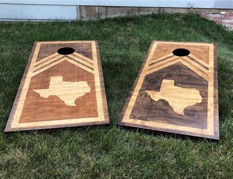 Texas Cornhole Boards Rustic Design With Optional Scorekeeper Etsy