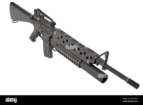 An M16a4 Rifle Equipped With An M203 Grenade Launcher Stock Photo Alamy