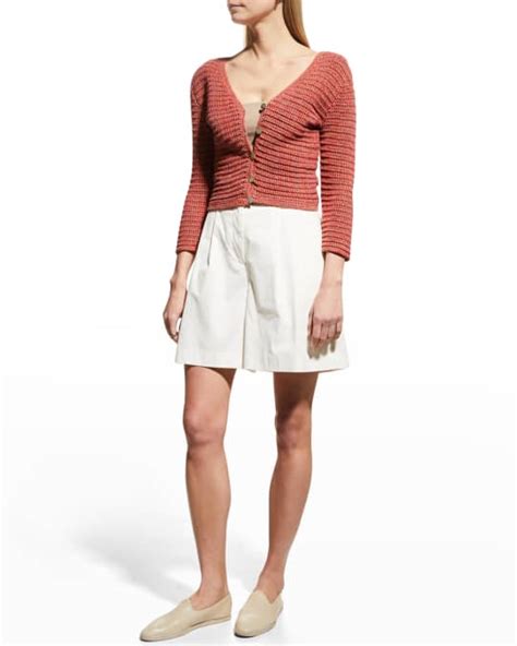 Vince Short Marled Knit Cotton Cardigan Neiman Marcus