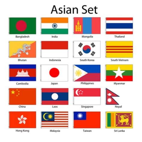 Asien Asiatische X Flagge Set Mit Land L Nder Polyester Flaggen Sen Ebay