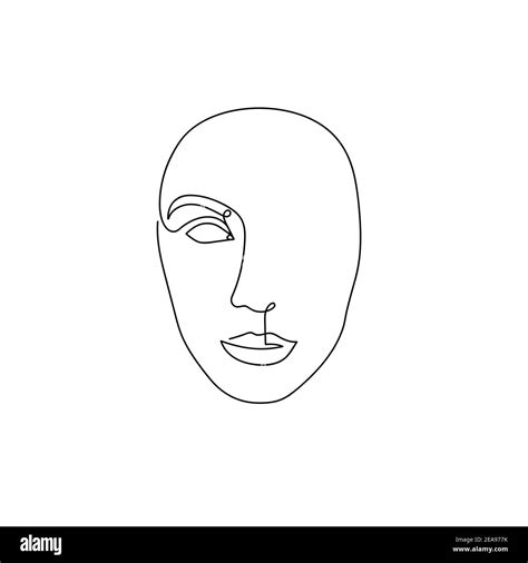 Continuous Line Abstract Face Contemporary Unisexual Portrait Hand
