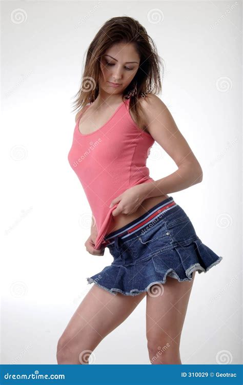 Pretty Brunette In Mini Skirt Stock Image Image Of Young Cute 310029