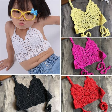 Fashion Crochet Bikini Top And Bikini Children Girls Crochet Cotton