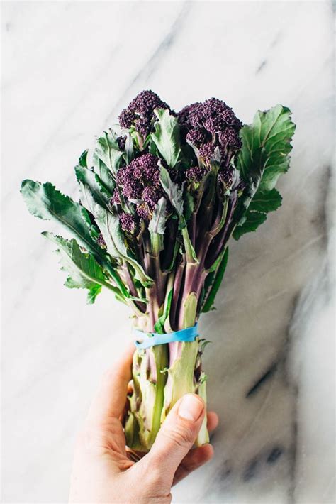 Charred Purple Sprouting Broccoli With Caper Basil Tahini Sauce Is A Simple Spring Vegetable