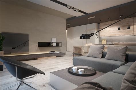 Modern Gray And Tan Living Room Interior Design Ideas