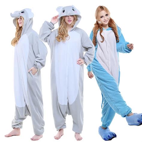 Newcosplay 2017 Grey Blue Elephant Pajamas Cute Carnival Sleepwear