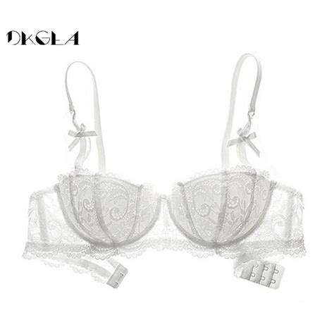 New Half Cup Bra Push Up White Women Lingerie Embroidery Brassiere Thin